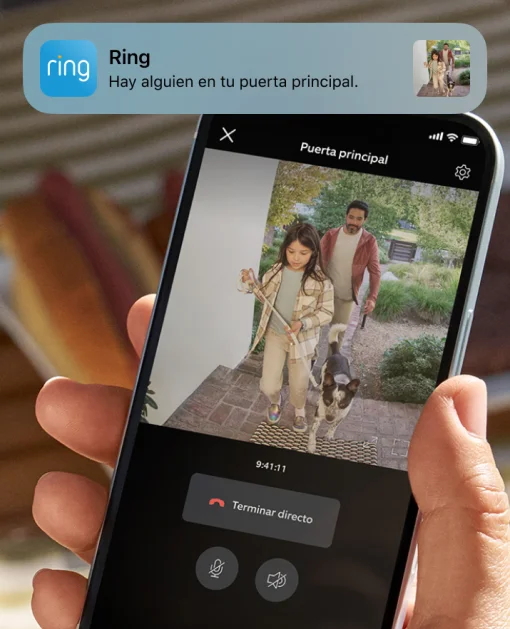 Cod. 393 Videotimbre Ring Battery Doorbell (Wi-Fi) / Video HD 1440p de pies a cabeza y visión nocturna a color / Audio bidireccional / Alertas y Detección de personas/paquetes / respuestas rápidas / Bat. integrada / Compatible con Alexa