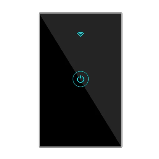 Cod. I:885  Interruptor de pared Smart WIFI WHC05 / 1 botón táctil / No requiere Neutro / Control por APP Tuya o Smart Life / compatible con Alexa, Google Home / Dim.: 120*72*7mm / negro
