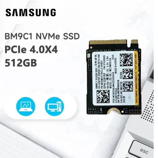 Cod. SN:490 SSD SAMSUNG M.2 512GB / 4.900MB/s Lectura y escritura 4.000MB/s / 2230 + Soporte P/2280 / PCIe&reg; 4x4 NVMe&reg; (Sin empaque)