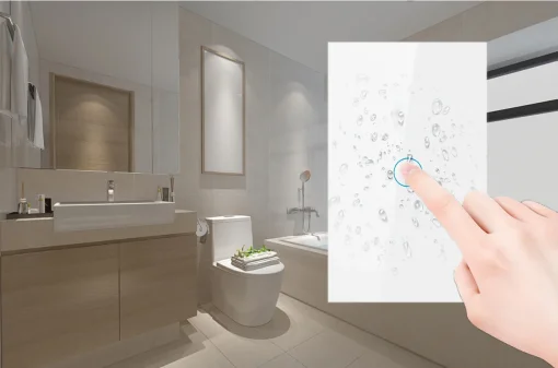 Cod. 889 Interruptor de pared Smart WIFI WHC06 WH / 2 botones t&aacute;ctiles / No requiere Neutro / Control por APP / compatible con Alexa, Google Home / Dim.: 120*72*7mm / blanco