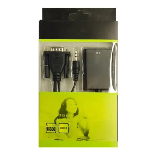 Cod. 480 Adaptador VGA a HDMI Full HD (1080p) con Audio 3.5mm. / Plug &amp; Play