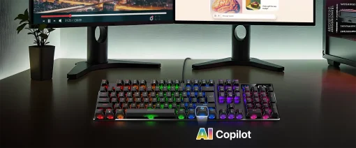 Cod. 289 Teclado Mecánico Genius GX Scorpion K12 / iluminación RGB / Switch Marron / AI Copilot / teclas completas anti-ghosting / 12 teclas FN P/acceso rápido / Español USB, Wired 1.8m Negro