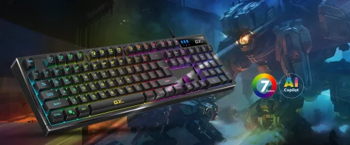Cod. G:290 Teclado Genius Scorpion K7 / USB / Tecla AI Copilot / iluminación RGB 7 colores, 10 modos / Teclas FN programables / 19 teclas anti-ghosting / resistente a derrames de líquidos