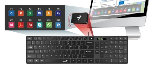 Cod. 186 Teclado Genius SLIMSTAR 126 /12 teclas con función multimedia + 4 teclas de acceso rápido /Elegante y superficie Premium /Slim / USB / Español / Negro