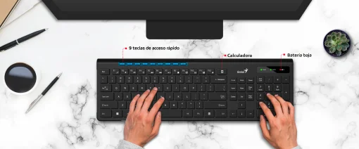 Cod. G:212 Teclado Wireless Genius SlimStar 7230 / 2.4GHz / ergonómico / Multimedia / teclas chocolate / Español / Black