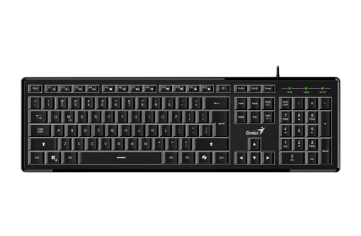 Cod. G:246 Teclado Genius SlimStar 820 / Retroiluminado blanco / AI Copilot / 19 teclas anti-efecto fantasma / 12 Teclas FN (8*audio, 4*Internet) / USB, cable 1.8 m