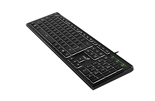 Cod. G:246 Teclado Genius SlimStar 820 / Retroiluminado blanco / AI Copilot / 19 teclas anti-efecto fantasma / 12 Teclas FN (8*audio, 4*Internet) / USB, cable 1.8 m