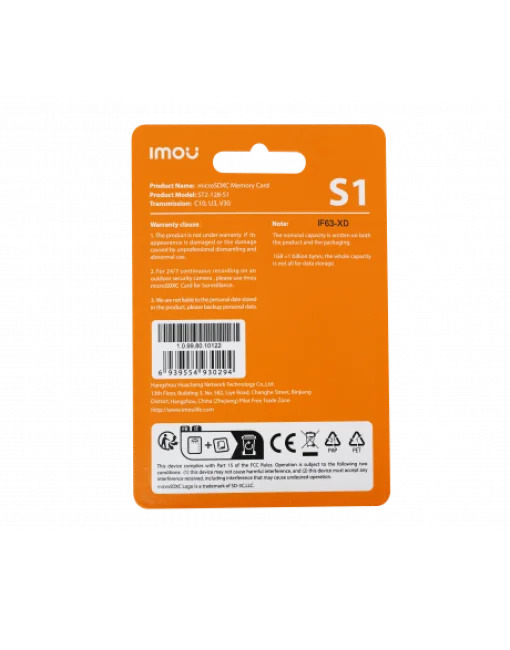 Cod. 247 MicroSD IMOU S1 64GB / Clase 10 U3 V30 / escritura 85MB/s - 40MB/s lectura