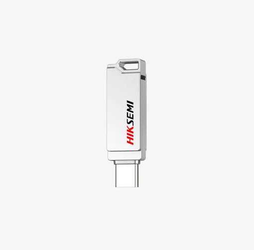 Cod. 230 Flash Memory HIKSEMI SYNC E327C 64GB / DUAL USB 3.2 Tipo-A y USB Tipo-C High Speed OTG / impermeable / Metálico Silver