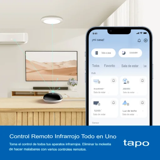Cod. 1097 Controlador y Control Remoto Universal Smart TP-LINK Tapo H110 Hub IR &amp; IoT / controla hasta 18 electrodom&eacute;sticos IR (+8000 marcas), Sensores Tapo / Matter / Compatible: Alexa, Apple Home, Google Home, Siri / Control por Voz &amp; APP