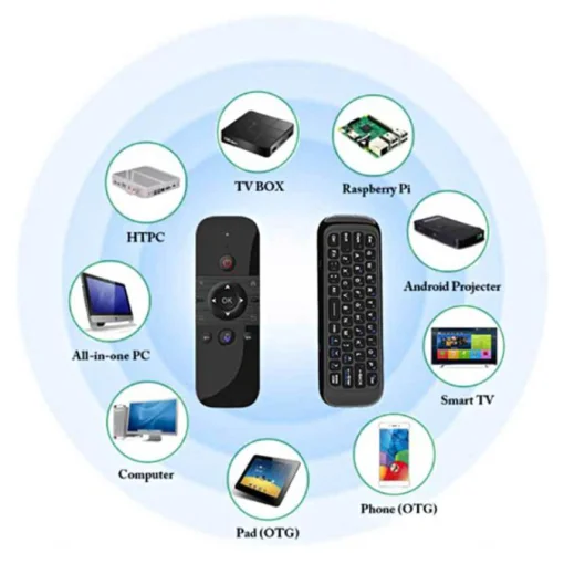 Cod. 1074 Control remoto por voz Air Mouse M8 / Mini teclado / IR/RF 2.4GHz / Bat. integrada / Compatible: Smart TV, Android TV, PC