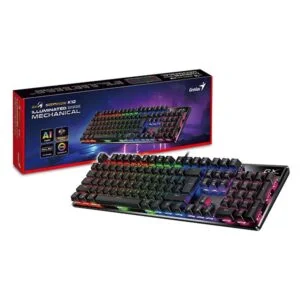 Cod. 289 Teclado Mecánico Genius GX Scorpion K12 / iluminación RGB / Switch Marron / AI Copilot / teclas completas anti-ghosting / 12 teclas FN P/acceso rápido / Español USB, Wired 1.8m Negro