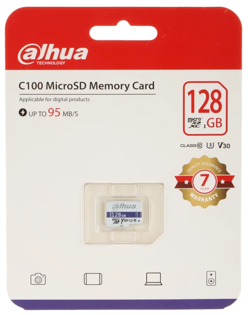 Cod. 227 Micro SD Dahua C100 / 128GB / Clase 10 V30 / escritura 65MB/s - 95MB/s lectura