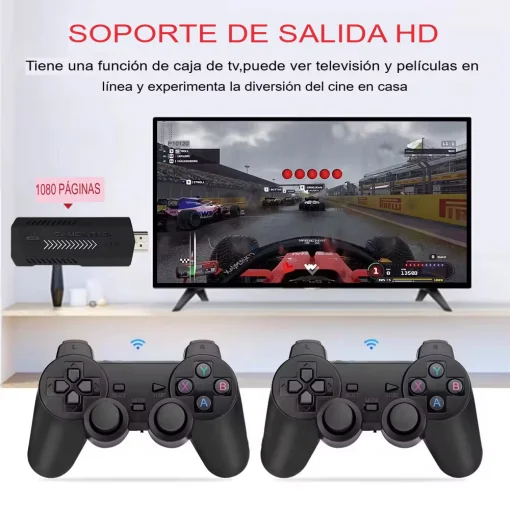 Cod. 077 Consola de video juegos GAMESTICK X2 / Interfaz HDMI / Incluye + de 40.000 Juegos clásicos (128GB) / 2*Controles inalámbricos 2.4GHz