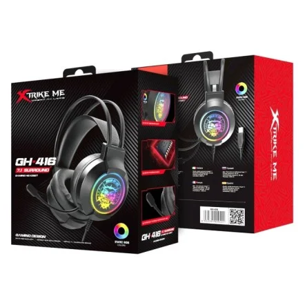 Cod. 111 Headphone Gaming XTRIKE ME GH-516 Stereo / sonido envolvente virtual 7.1 / ilum. RGB estática / Mic. omnidireccional / Interfaz USB / Cable 1.95 m