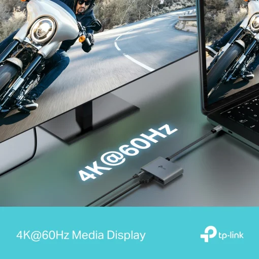 Cod. B:378 Hub TP-LINK UH3020C 3 en 1 / USB-C a 1*HDMI 4K@60Hz, 1*USB-C PD (Carga r&aacute;pida 100W), 1*USB-A 3.0 5 Gbps. / Compatible: Windows&reg;, Mac OS, Linux, iPadOS, iOS, Android, Chrome OS y NintendoOS. / Plug &amp; play