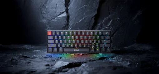 Cod. 282  Teclado Mec&aacute;nico MARVO Saber 61 (KG933G SP) / Switch rojo / Retroiluminaci&oacute;n RGB din&aacute;mica / Full Anti-ghosting / USB,&nbsp;1.8m / 62 teclas Espa&ntilde;ol