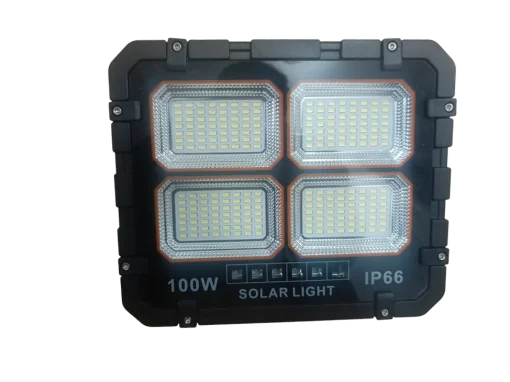 Cod. 1025 Reflector LED + panel Solar P/exterior TD-003 / 100W / Batería Integrada / IP66 / Incl.: control remoto encendido/apagado Automatico