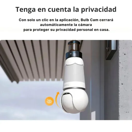 Cod. 417 C&aacute;mara/Foco Smart IMOU Bulb Cam (5MP) 3K UHD 340&deg; Wi-Fi / Visi&oacute;n Nocturna Full-Color / 25m IR / Detecci&oacute;n y Seg.&nbsp;IA (pers. veh.) / Audio bidireccional / Luz ON/OFF Programable / Soporta microSD(256GB) / Compatible: Google Home y Alexa