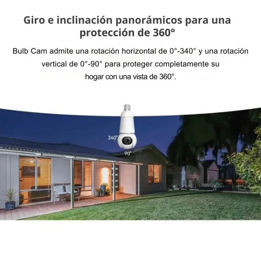 Cod. 417 C&aacute;mara/Foco Smart IMOU Bulb Cam (5MP) 3K UHD 340&deg; Wi-Fi / Visi&oacute;n Nocturna Full-Color / 25m IR / Detecci&oacute;n y Seg.&nbsp;IA (pers. veh.) / Audio bidireccional / Luz ON/OFF Programable / Soporta microSD(256GB) / Compatible: Google Home y Alexa