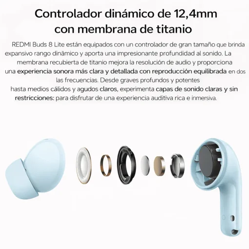 Cod. 140 Audifonos Redmi Buds 8 Lite (Blanco) / Bluetooth&reg;&nbsp;5.4&nbsp;/ Woofer potente (14,2&nbsp;mm) / Anulaci&oacute;n de ruido IA (activa 42&nbsp;dB) / Llamadas claras AI ENC doble micr&oacute;fono / Carga R&aacute;pida aud. / (36H) / USB-C / IP54