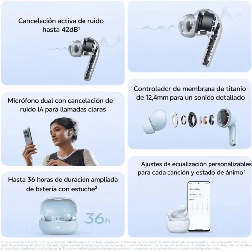 Cod. 140 Audifonos Redmi Buds 8 Lite (Blanco) / Bluetooth&reg;&nbsp;5.4&nbsp;/ Woofer potente (14,2&nbsp;mm) / Anulaci&oacute;n de ruido IA (activa 42&nbsp;dB) / Llamadas claras AI ENC doble micr&oacute;fono / Carga R&aacute;pida aud. / (36H) / USB-C / IP54
