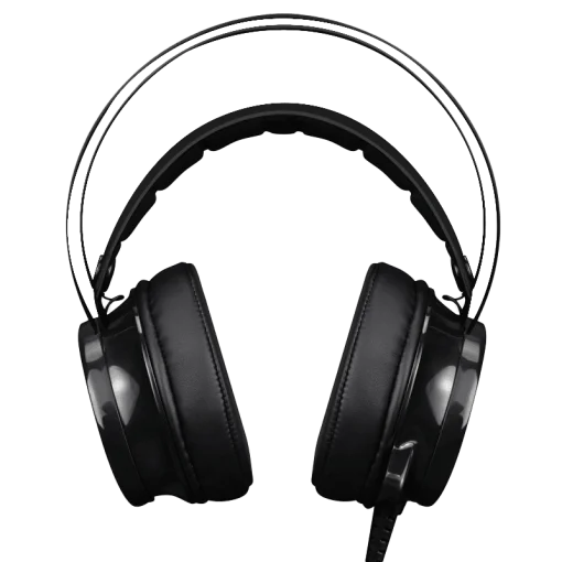 Cod. 112 Headphone Gaming Pro GAMEMAX HG200 / Luces LED 7 colores de efecto respiración / Mic. diseño corto / 2*3.5mm + adaptador a 1*jack, USB(LuzLED) / Cable 2.3 m