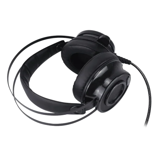 Cod. 112 Headphone Gaming Pro GAMEMAX HG200 / Luces LED 7 colores de efecto respiración / Mic. diseño corto / 2*3.5mm + adaptador a 1*jack, USB(LuzLED) / Cable 2.3 m