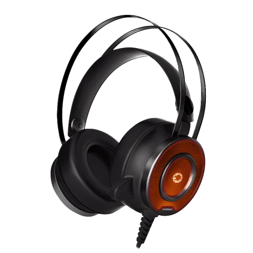 Cod. 112 Headphone Gaming Pro GAMEMAX HG200 / Luces LED 7 colores de efecto respiración / Mic. diseño corto / 2*3.5mm + adaptador a 1*jack, USB(LuzLED) / Cable 2.3 m