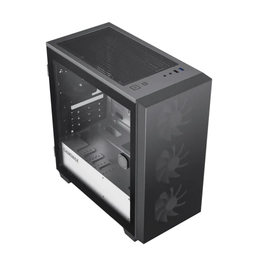 Cod. 143 Case Gaming GAMEMAX Aero Mini Eco / MATX / Panel frontal Mesh / tapa lateral vidrio templado / USB3.0 + USB 2.0 / HD audio / Incluye 4*ventiladores Black 12cm
