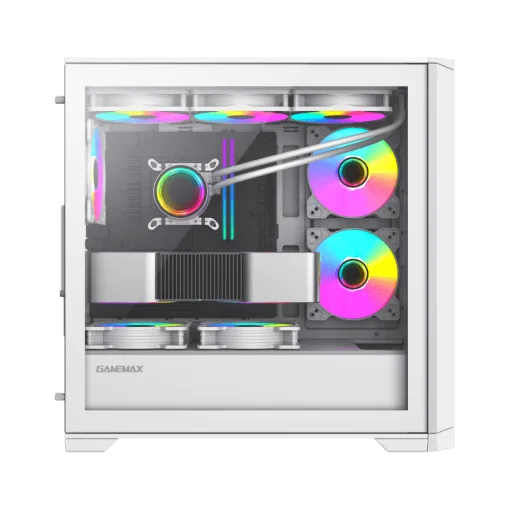 Cod. 394 Case GAMEMAX Destroyer TGW / lateral y frontal vidrios templados / Controlador fan (16 modos RGB / 1*USB3.0 + 2*USB2.0 / HD audio / Incluye: 4*ventiladores 12mm. ARGB