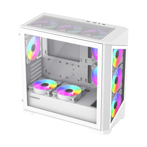 Cod. 394 Case GAMEMAX Destroyer TGW / lateral y frontal vidrios templados / Controlador fan (16 modos RGB / 1*USB3.0 + 2*USB2.0 / HD audio / Incluye: 4*ventiladores 12mm. ARGB