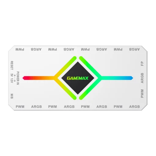 Cod. 474 HUB Controlador GAMEMAX 3en1 V4.0 PWM ARGB HUB / control remoto / Diseño magnético / Sync AURA, MSI Gigabyte, AsRock 5v 3 Pin, / 9 puertos PWM + ARGB