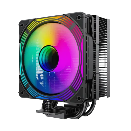 Cod. 162 Air cooler CPU GAMEMAX Ice Force BK ARGB / 4*tubos térmicos / TDP 200W  / Compatible: Intel Intel LGA1851/1700/115X/1366 y AMD AM5/AM4 / AURA SYNC 3 pines (M/F), PWM 4 pines