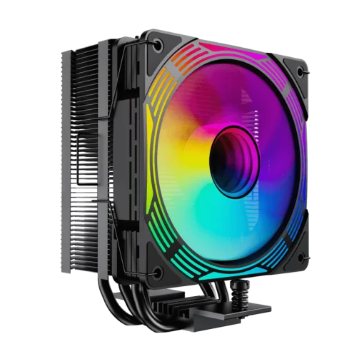 Cod. 162 Air cooler CPU GAMEMAX Ice Force BK ARGB / 4*tubos térmicos / TDP 200W  / Compatible: Intel Intel LGA1851/1700/115X/1366 y AMD AM5/AM4 / AURA SYNC 3 pines (M/F), PWM 4 pines