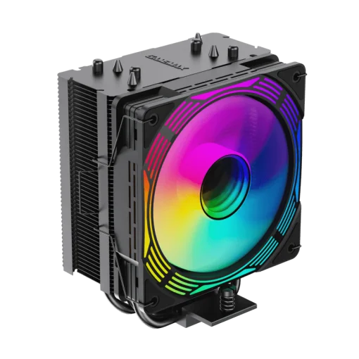 Cod. 162 Air cooler CPU GAMEMAX Ice Force BK ARGB / 4*tubos térmicos / TDP 200W  / Compatible: Intel Intel LGA1851/1700/115X/1366 y AMD AM5/AM4 / AURA SYNC 3 pines (M/F), PWM 4 pines