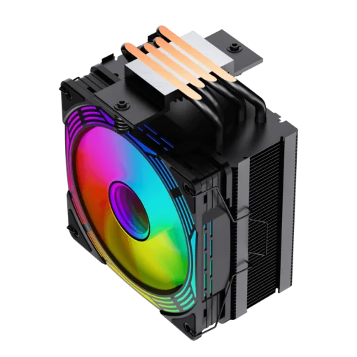 Cod. 162 Air cooler CPU GAMEMAX Ice Force BK ARGB / 4*tubos térmicos / TDP 200W  / Compatible: Intel Intel LGA1851/1700/115X/1366 y AMD AM5/AM4 / AURA SYNC 3 pines (M/F), PWM 4 pines