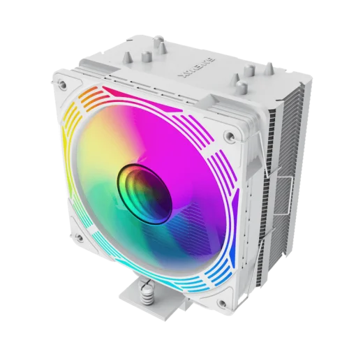 Cod. 163 Air cooler CPU GAMEMAX Ice Force WH ARGB / 4*tubos térmicos / TDP 200W  / Compatible: Intel Intel LGA1851/1700/115X/1366 y AMD AM5/AM4 / AURA SYNC 3 pines (M/F), PWM 4 pines