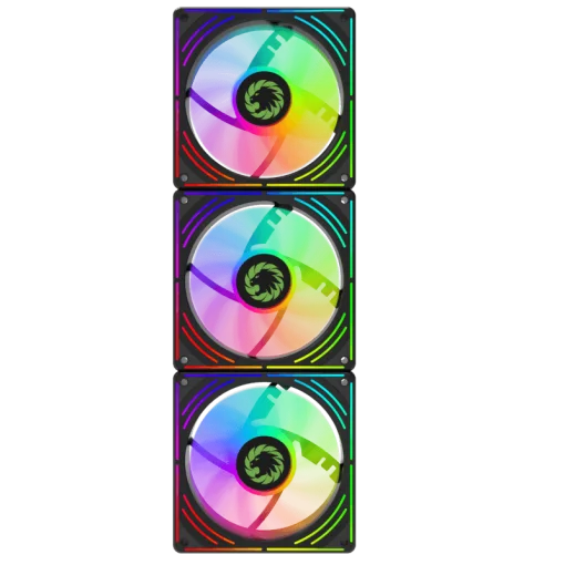 Cod. V:334 Kit Ventiladores PC GAMEMAX RA300 BK / 3*FAN120mm Luces ARGB / AURA 3 pin 5V (M/F), PWM 4 pines(M/F)