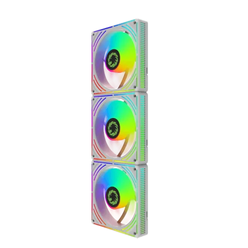 Cod. V:335 Kit Ventiladores PC GAMEMAX RA300 WH / 3*FAN120mm Luces ARGB / AURA 3 pin 5V (M/F), PWM 4 pines(M/F)