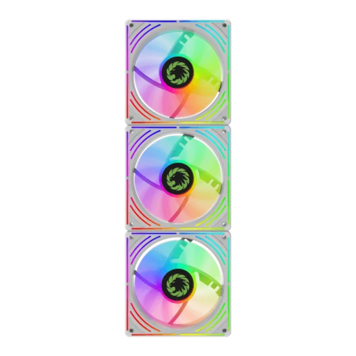 Cod. V:335 Kit Ventiladores PC GAMEMAX RA300 WH / 3*FAN120mm Luces ARGB / AURA 3 pin 5V (M/F), PWM 4 pines(M/F)