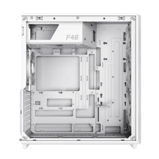 Cod. 357 Case GAMEMAX F46 WH / ATX / 1*USB-C, 2*USB3.0 / frontal Mesh Optimizado P/Flujo de Aire y lat. vidrio templado / admite refri. líquida 360° &amp; VGA 350mm / Módulo I/O intercambiables / Incluye 4*Fans ARGB 120mm