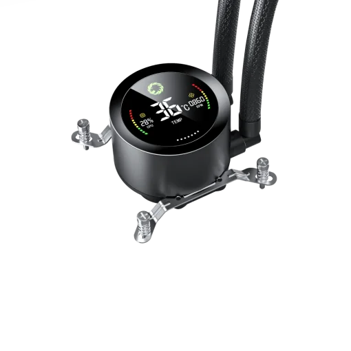 Cod. 167 Enfriamiento Líquido GAMEMAX ICEBURG 240 Digital BK / FAN 2*120MM PWM / TDP 245W / Pantalla digital de temperatura / Sincronización ARGB AURA Sync / Compatible Intel LGA1700 y AMD AM5