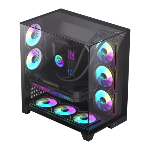 Cod. 309 Case GAMEMAX Infinity Plus Black / ATX / USB3.1/USB-C / Diseño Vista Panorámica 3 lados vidrios templados / cables y tubos ocultos / admite: refri. líquida 360°, VGA 400mm &amp; soporta hasta 8 fans