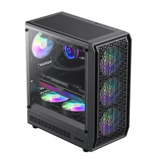 Cod. 323 Case GAMEMAX FORGE AB / lateral vidrio templado y frontal diseño parrilla ABS / 1*USB3.0 + 1*USB2.0 + 1*Tipo-C / Audio HD / Incluye: 6*ventiladores ARGB 120mm