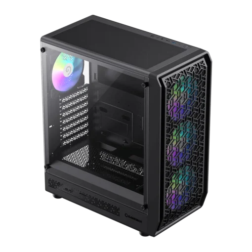 Cod. 323 Case GAMEMAX FORGE AB / lateral vidrio templado y frontal diseño parrilla ABS / 1*USB3.0 + 1*USB2.0 + 1*Tipo-C / Audio HD / Incluye: 6*ventiladores ARGB 120mm