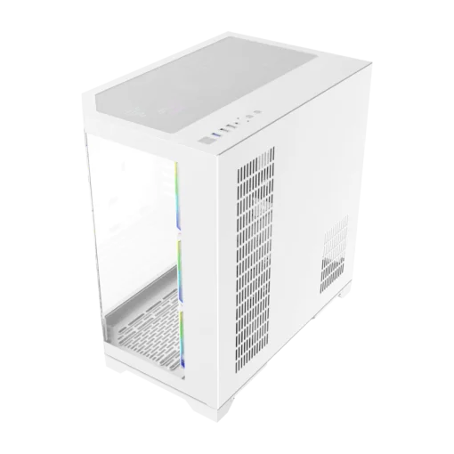 Cod. 348 Case GAMEMAX HYPE-A White / ATX / 1*USB3.0, 2*USB2.0 / vidrios templados panorámico 270° / admite tarjetas NVIDIA Serie 4000 &amp; refri. líquida 360° / Incluye 4*Fans 120mm ARGB + Controlador V5.0 ARGB HUB-PWM + CR.