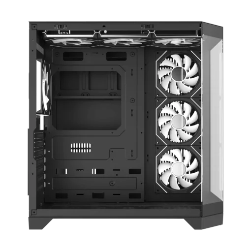 Cod. 311 Case GAMEMAX HYPE-A Black / ATX / 1*USB3.0, 2*USB2.0 / vidrios templados panorámico 270° / admite tarjetas NVIDIA Serie 4000 &amp; refri. líquida 360° / Incluye 4*Fans 120mm ARGB + Controlador V5.0 ARGB HUB-PWM + CR.