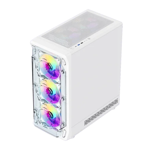 Cod. 355 Case GAMEMAX Starlight 2 AW / ATX / USB-C, USB3.0, USB2.0 / lat. vidrio templado y Fron. Diseño de panel acrílico transparente / Bloqueo interruptor de niños / admite refri. líquida 360° &amp; VGA 330mm / Incluye 6*Fans ARGB 120mm