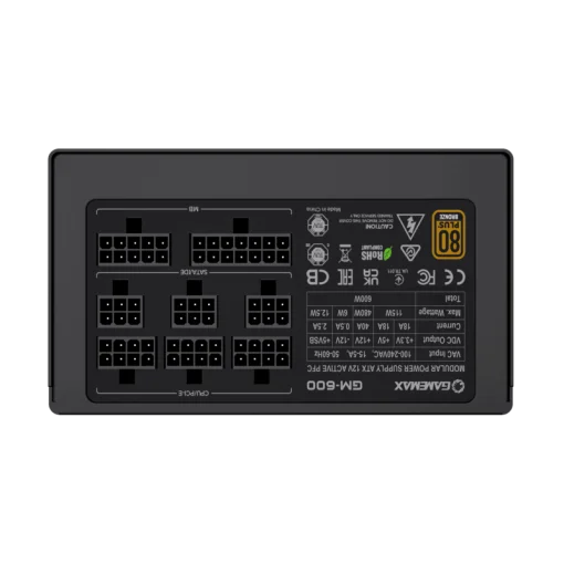 Cod. G:129 Fuente de Poder GAMEMAX GM-600 Modular / 600Watts / Certificación 80 Plus Bronze / 14CM Ventilador /100-240V/ATX P/PC